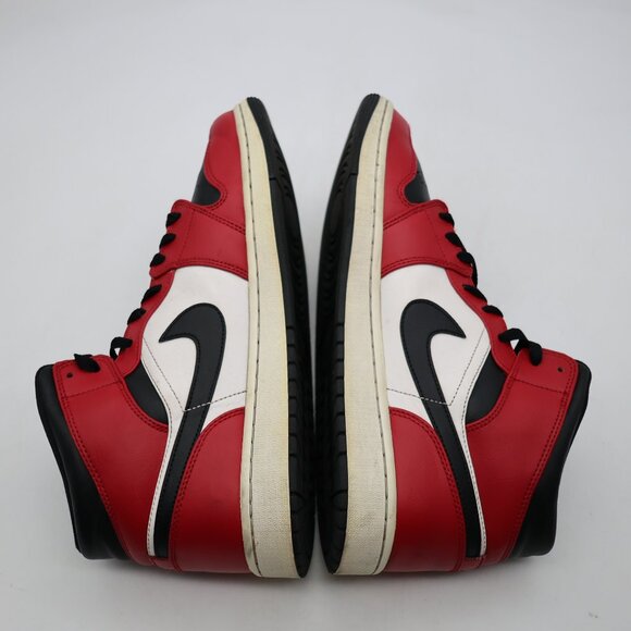 Nike Air Jordan 1 Mid Men's Size 12 Red Black White Sneakers 554724 069 - Picture 6 of 9